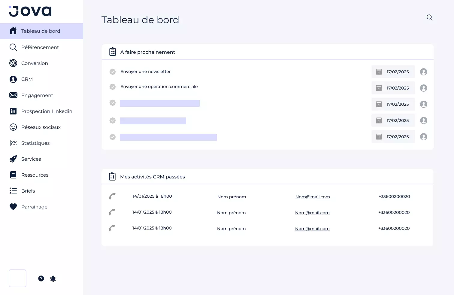 dashboard - jova