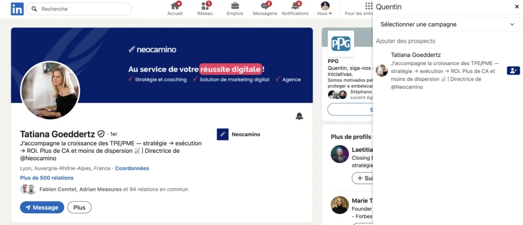 Extension Jova prospection Linkedin